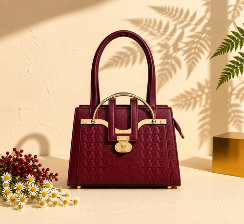 Luxury Maroon Women’s Handbag