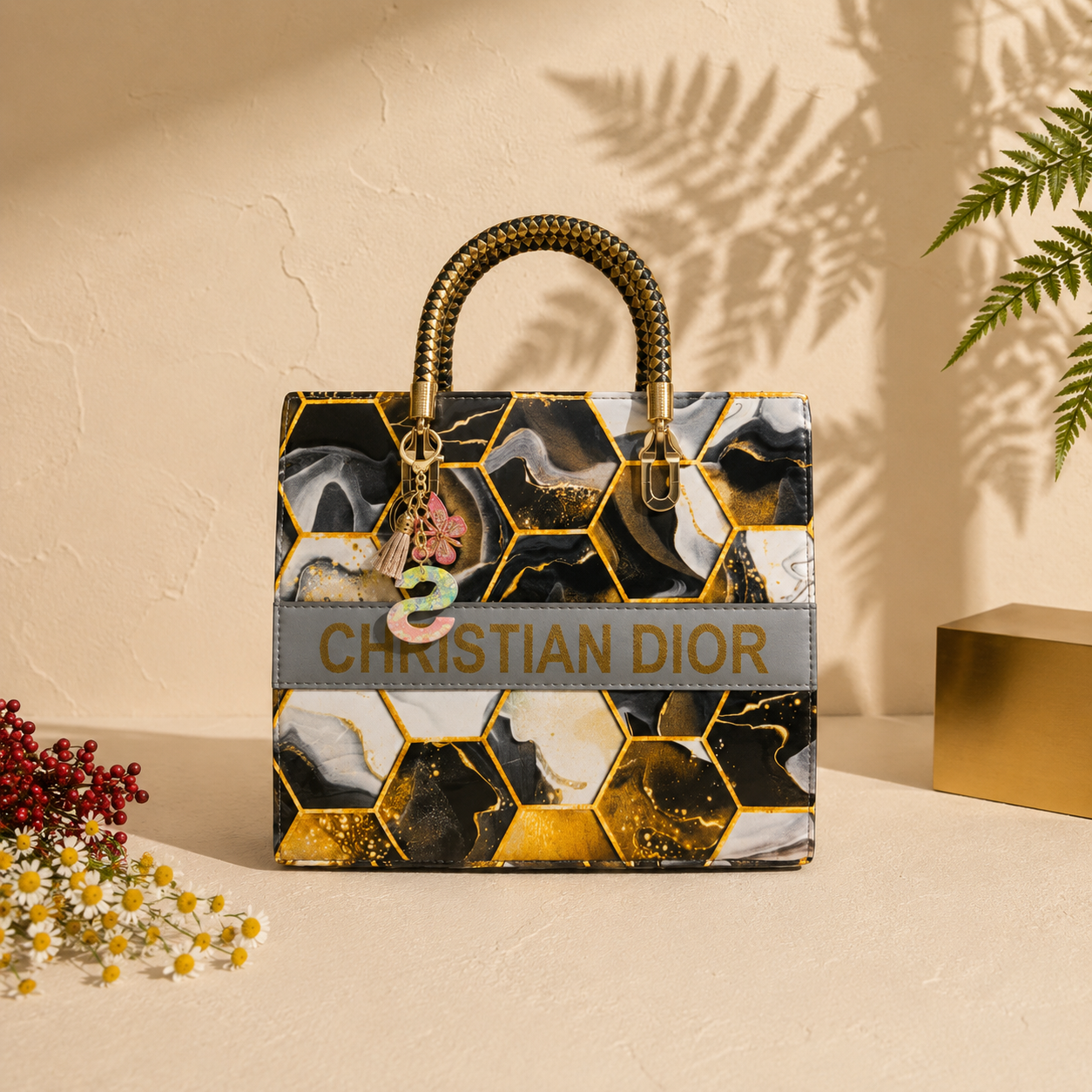 Luxury Black & Gold Women’s Tote Handbag
